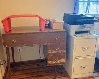 Sewing machine with machine attached.