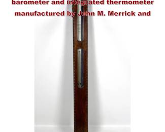 Lot 1902 19th century American stick barometer and integrated thermometer manufactured by John M. Merrick and