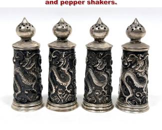 Lot 2108 Set 4 Chinese Export silver salt and pepper shakers.