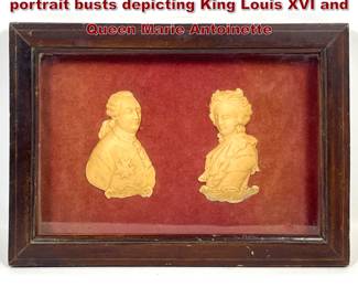 Lot 2092 Pair Carved Wax relief sculpture portrait busts depicting King Louis XVI and Queen Marie Antoinette