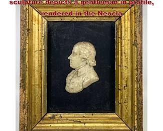 Lot 2040 Antique wax portrait relief Carving sculpture depicts a gentleman in profile, rendered in the Neocla