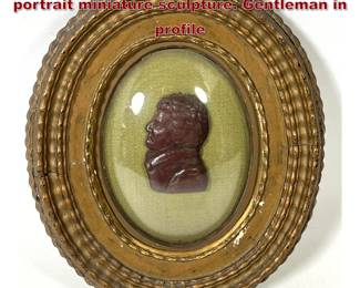 Lot 2087 Antique carved wax relief profile portrait miniature sculpture. Gentleman in profile