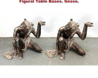 Lot 1811 Pair Polychrome carved wood Figural Table Bases. Gesso.