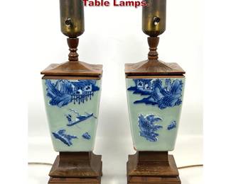 Lot 1868 Pair Chinese Ceramic and Wood Table Lamps.