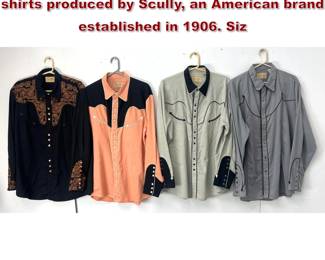 Lot 2277 4pcs Men s longsleeve Western shirts produced by Scully, an American brand established in 1906. Siz