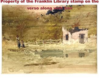 Lot 2186 MILT KOBAYASHI Original Painting, Property of the Franklin Library stamp on the verso along with han