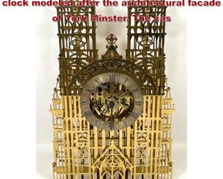 Lot 1971 Large Victorian brass skeleton clock modeled after the architectural facade of York Minster. The cas