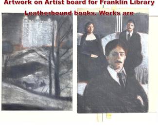 Lot 2193 2pc JOHN COLLIER Original Artwork on Artist board for Franklin Library Leatherbound books. Works are