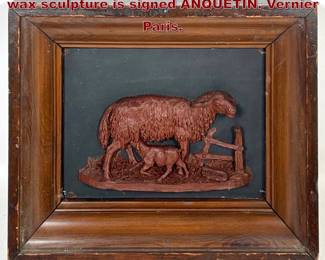 Lot 2046 19th century French pastoral relief wax sculpture is signed ANQUETIN. Vernier Paris.