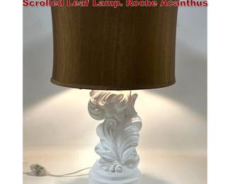 Lot 1723 White Plaster Dorothy Draper Style Scrolled Leaf Lamp. Roche Acanthus