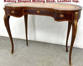 Lot 1805 Maitland Smith Louis the XV Style Kidney Shaped Writing Desk. Leather top.