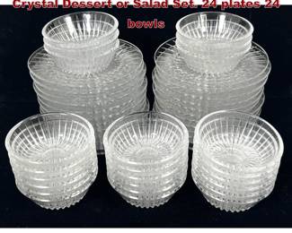 Lot 2328 Val Saint Lambert of Belgium Crystal Dessert or Salad Set. 24 plates 24 bowls