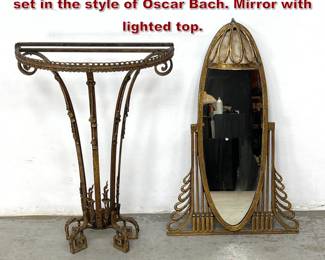 Lot 1705 Art Deco console table and mirror set in the style of Oscar Bach. Mirror with lighted top.