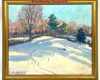 Lot 2023 G NATALE Winter Landscape Painting. Signed.