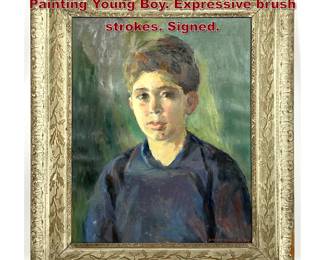 Lot 1958 NANCY RANSON 48 Portrait Painting Young Boy. Expressive brush strokes. Signed.