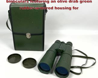 Lot 2246 Pair of unbranded militarystyle binoculars featuring an olive drab green rubberarmored housing for