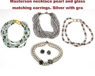 Lot 2143 4pcs Beaded Jewelry. Mariquita Masterson necklace pearl and glass matching earrings. Silver with gra