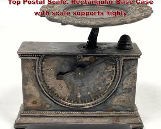 Lot 2096 Antique WILCOX Silver Plate Desk Top Postal Scale. Rectangular Base Case with scale supports highly