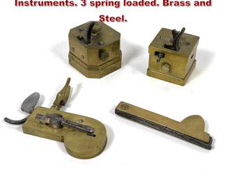 Lot 1892 4pcs Antique Medical Blood Letting Instruments. 3 spring loaded. Brass and Steel.