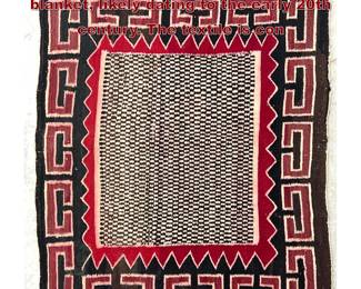 Lot 1842 Handwoven Navajo single saddle blanket, likely dating to the early 20th century. The textile is con