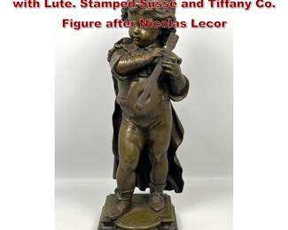 Lot 1955 French Bronze Sculpture of Child with Lute. Stamped Susse and Tiffany Co. Figure after Nicolas Lecor