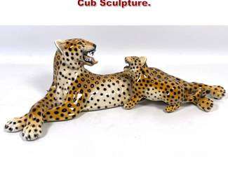 Lot 1883 Italian Pottery Chetah and Cub Sculpture.