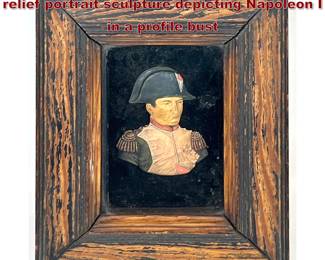 Lot 2041 19th century handpainted wax relief portrait sculpture depicting Napoleon I in a profile bust