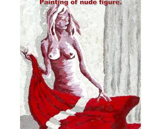 Lot 2033 Sanford enamel on metal plaque. Painting of nude figure.