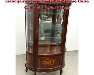 Lot 1726 Antique French Louis XV style mahogany marquetry inlaid Vitrine Curio Cabinet. Bowed glass.