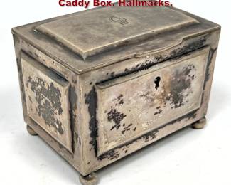 Lot 2099 French Sterling Hinged Lidded Tea Caddy Box. Hallmarks.