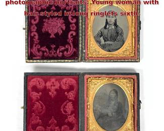 Lot 2223 2pcs 19th century cased photographic portraits. Young woman with hair styled in long ringlets sixth