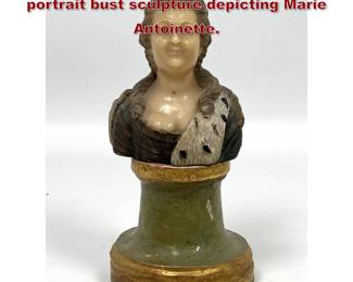 Lot 2034 Antique miniature polychrome wax portrait bust sculpture depicting Marie Antoinette.