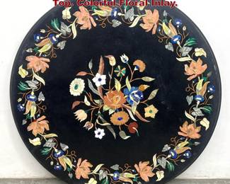 Lot 1802 Large Pietra Dura Hardstone Table Top. Colorful Floral Inlay.