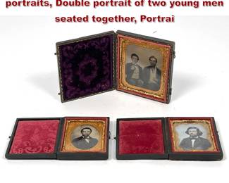 Lot 2219 3pcs Mid19thcentury ambrotype portraits, Double portrait of two young men seated together, Portrai
