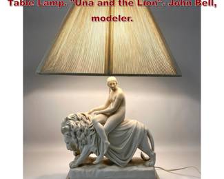 Lot 1769 MINTON Parian Bisque Figural Table Lamp. Una and the Lion. John Bell, modeler.