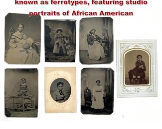 Lot 2216 7pcs 19th century tintypes, also known as ferrotypes, featuring studio portraits of African American