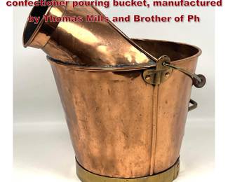 Lot 1957 Antique copper and brass confectioner pouring bucket, manufactured by Thomas Mills and Brother of Ph