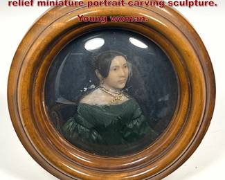 Lot 2075 Mid19thcentury Victorian wax relief miniature portrait carving sculpture. Young woman.