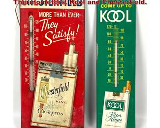 Lot 2354 2pcs Vintage Metal Cigarette Thermometers. Kool and Chesterfield.