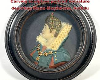 Lot 2085 Antique polychrome wax relief Carving sculpture portrait miniature depicting Maria Magdalena, Archdu