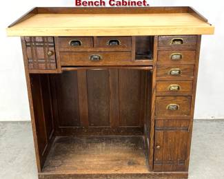 Lot 1728 Vintage Oak Jewelers Work Bench Cabinet.
