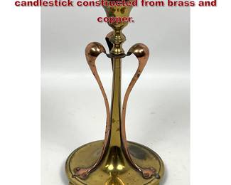 Lot 1918 Art Nouveau period mixedmetal candlestick constructed from brass and copper.