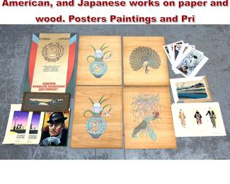 Lot 2344 Art Lot. Soviet, European, American, and Japanese works on paper and wood. Posters Paintings and Pri
