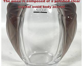 Lot 1914 Lalique Clematis Art Glass Vase. The piece is composed of a polished clear crystal ovoid body accent
