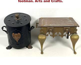 Lot 1956 2pcs. Coal scuttle and a fireplace footman. Arts and Crafts.