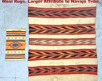 Lot 1840 2pcs Southwestern Hand Woven Wool Rugs. Larger Attribute to Navajo Tribe.