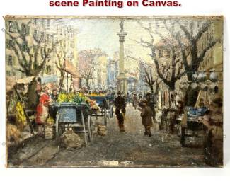 Lot 1987 F Steppani 1926 French Street scene Painting on Canvas.
