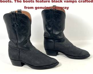 Lot 2281 Pair John Allen Woodward Western boots. The boots feature black vamps crafted from genuine stingray