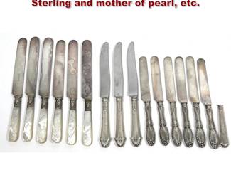 Lot 2122 Silver Knives. Sterling handled, Sterling and mother of pearl, etc.