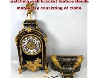 Lot 1894 Louis XIV style bracket clock and matching wall bracket feature Boulle marquetry consisting of elabo